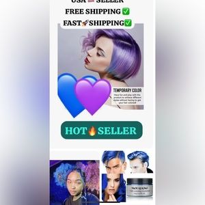 BLUE & PURPLE Hair Color Wax DIY Mud Dye Cream Temporary Model MOFAJANG =2 PACK